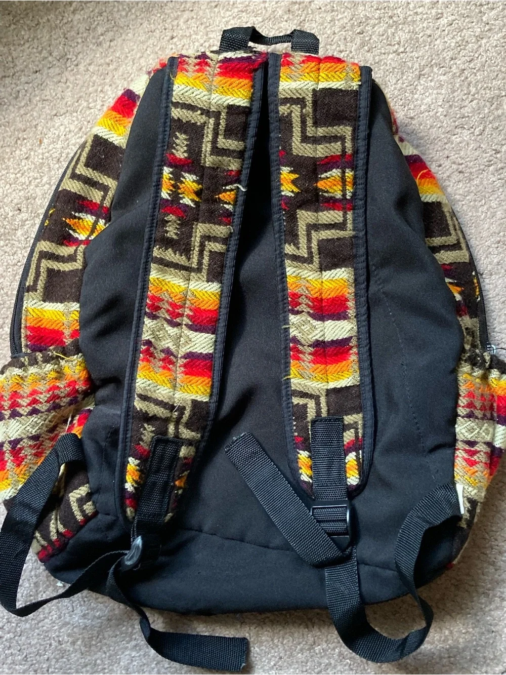 Bohemian Aztec Pattern Men’s Backpack in Black, Red & Yellow